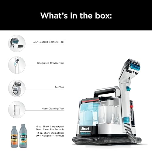 Shark PX201 StainStriker Portable Carpet & Upholstery Cleaner, Spot, Stain, & Odor Eliminator, 3 Attachments, Perfect for Pets, Carpet, Area Rugs, Couches, Upholstery, Cars & More, White