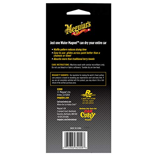 Meguiar's Water Magnet Microfiber Drying Towel - Premium Car Drying Towel That's Super Plush, Water Absorbent & Scratch-Free - 1 Pack, Yellow