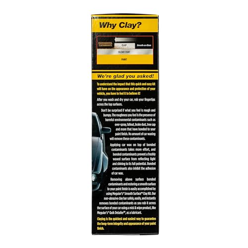 Meguiar’s G191700 Smooth Surface Clay Kit - Includes 180 Grams of Clay Bars, Quik Detailer Spray Bottle and Microfiber Towel