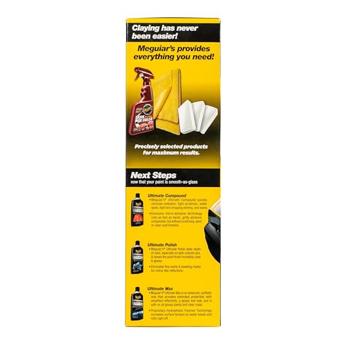 Meguiar’s G191700 Smooth Surface Clay Kit - Includes 180 Grams of Clay Bars, Quik Detailer Spray Bottle and Microfiber Towel