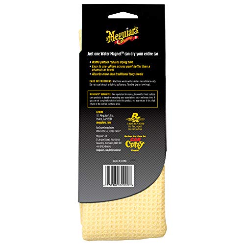 Meguiar's Water Magnet Microfiber Drying Towel - Premium Car Drying Towel That's Super Plush, Water Absorbent & Scratch-Free - 1 Pack, Yellow