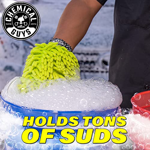 Chemical Guys MIC49302 Chenille Premium Scratch-Free Microfiber Wash Mitt, Lime Green, 9.6" x 2.3" x 7" (2 Pack)