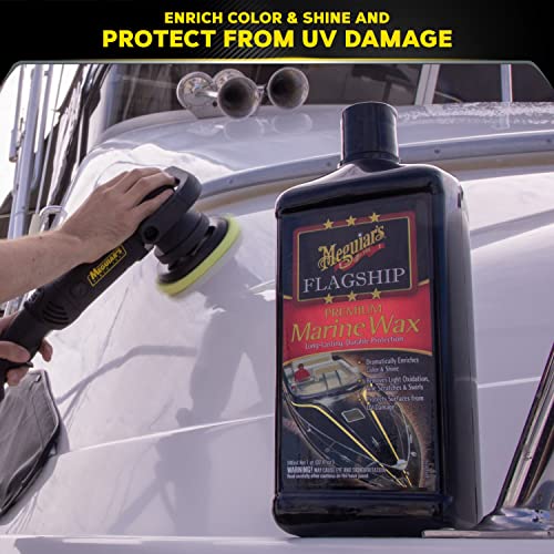 Meguiar's M6332 Flagship Premium Marine Wax - Long-Lasting & Durable Protection for Your Boat or RV, Give the Gift of Protection & Shine to Dad This Father's Day - 32 Oz