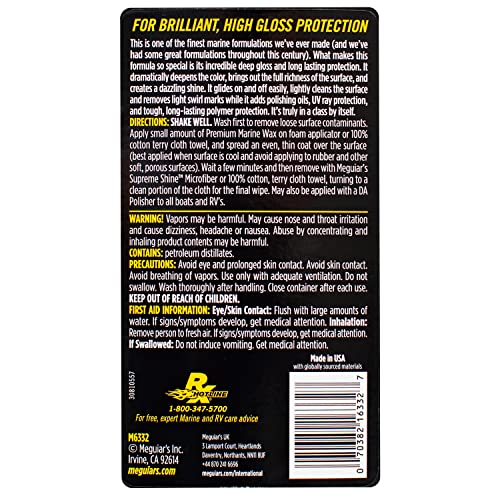 Meguiar's M6332 Flagship Premium Marine Wax - Long-Lasting & Durable Protection for Your Boat or RV, Give the Gift of Protection & Shine to Dad This Father's Day - 32 Oz