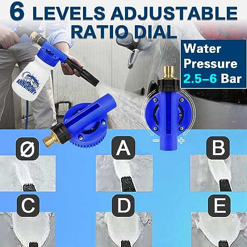 anngrowy Car Wash Foam Gun Foam Cannon Garden Hose Spray Foam Gun Soap Car Wash Foam Cannon Blaster for Hose Car Washing Soap Gun Adjustable Foaming Car Wash Sprayer Quick Connector to Any Garden Hose