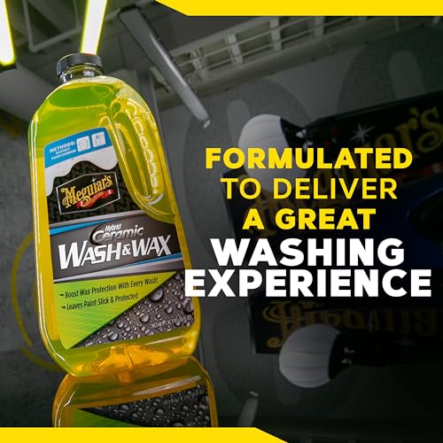 Meguiar's Hybrid Ceramic Wash & Wax - Sophisticated Car Wash Gently Cleans and Adds Shine and Slickness While Boosting Paint with Hybrid Ceramic Wax and Extreme Water Beading - 48oz