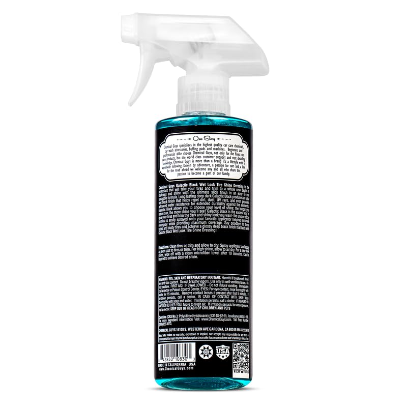Chemical Guys TVD11816 Galactic Black Wet Look Tire Shine Dressing, for a Whole New Level of Shine and Depth of Black, Safe for Cars, Trucks, Motorcycles, RVs & More, 16 fl oz
