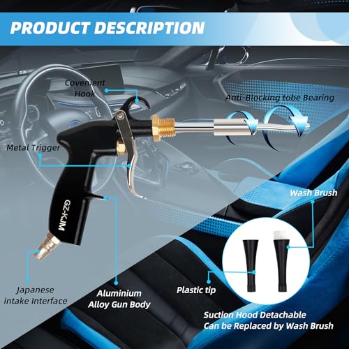GZ-KJM High Pressure Car Interior Spraying Washing Gun with 2 Set Nozzle Sprayer Connector Air Pulse Car Washing Equipment Tool (Upgrade-Dust blow gun)