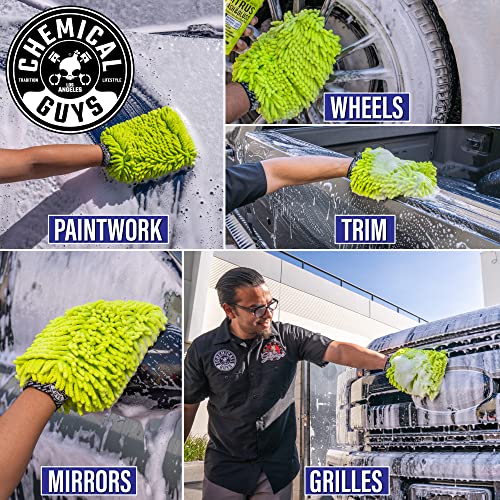 Chemical Guys MIC49302 Chenille Premium Scratch-Free Microfiber Wash Mitt, Lime Green, 9.6" x 2.3" x 7" (2 Pack)