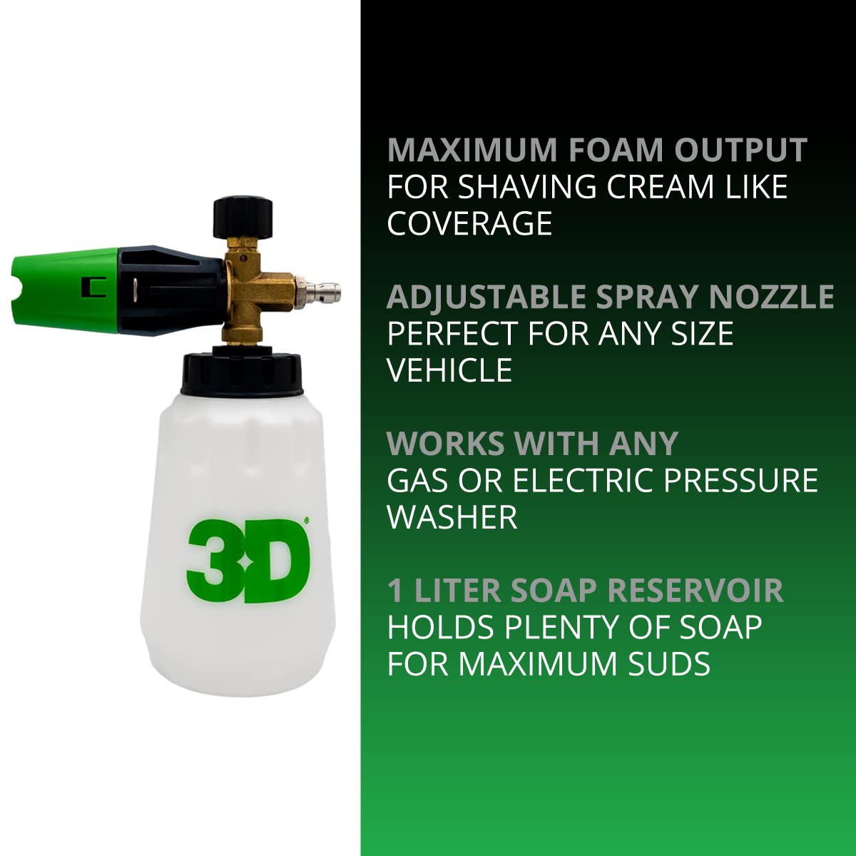 3D Ultra Blast Foamer - Car Wash Pressure Washer Foamer - Multiple Spray and Pressure Ranges - Works with All Soaps - Heavy Duty