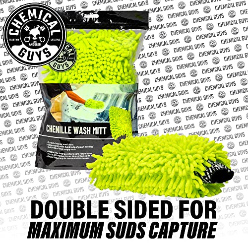 Chemical Guys MIC49302 Chenille Premium Scratch-Free Microfiber Wash Mitt, Lime Green, 9.6" x 2.3" x 7" (2 Pack)