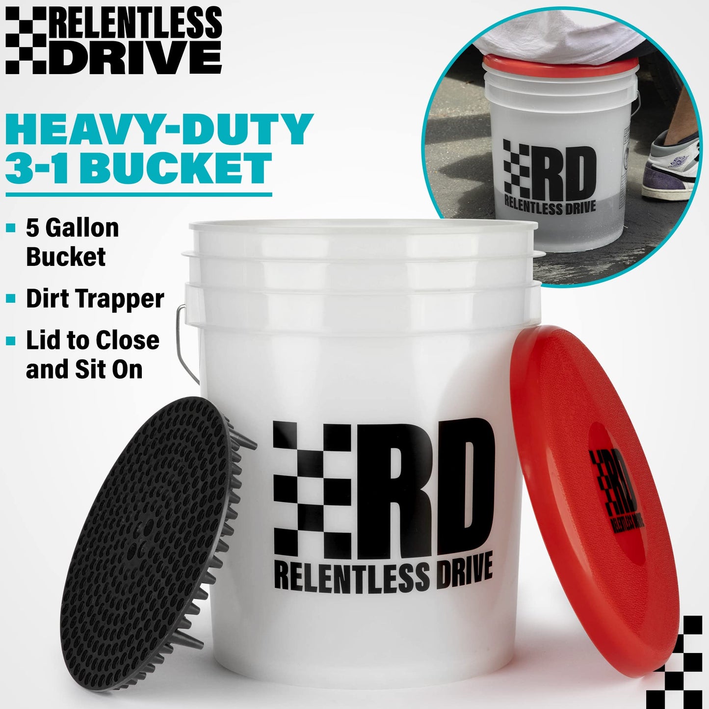 Relentless Drive Deluxe Car Wash Kit - Car Cleaning Kit with Car Wash Foam Gun & 5 Gallon Car Wash Bucket, Car Gifts for Men, Gifts for Car Guys, Complete Car Detailing Kit