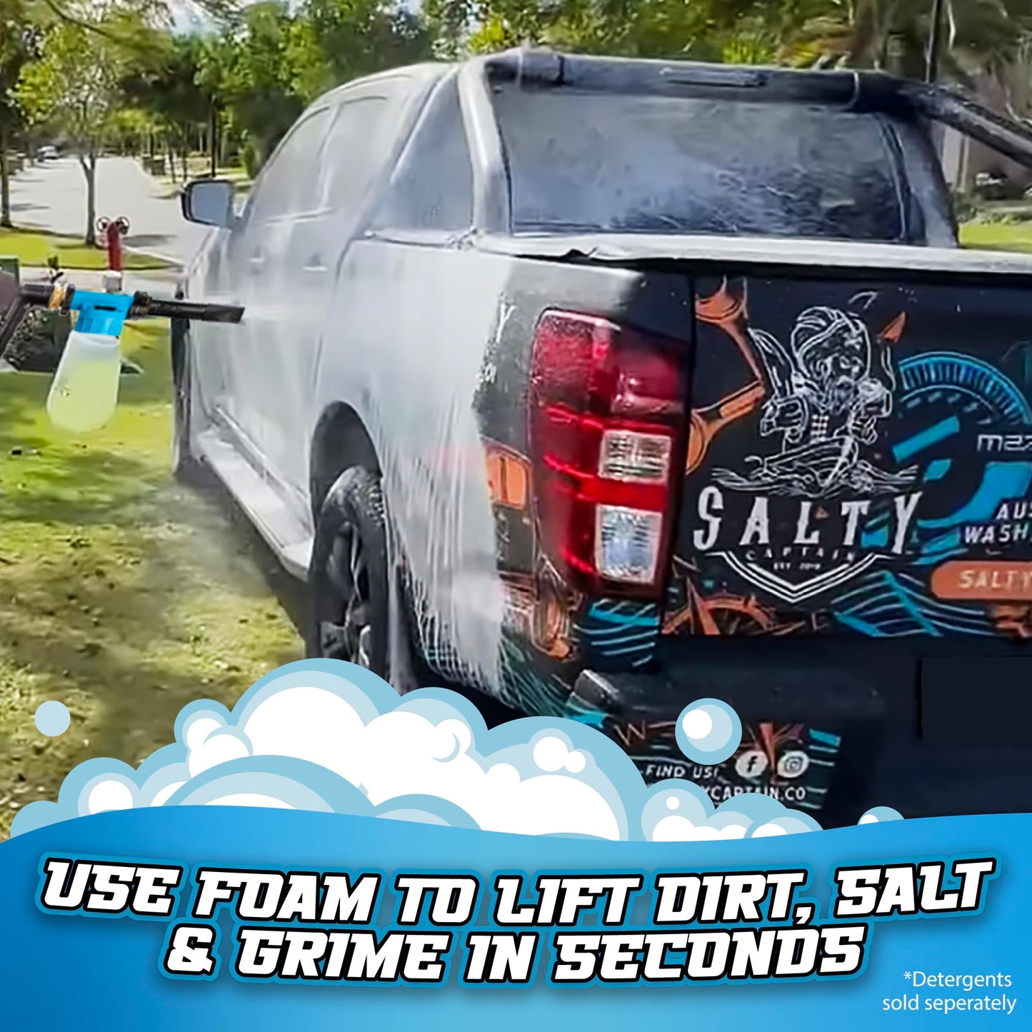 Salty Captain Hose Foam Blaster - Professional Car Wash Foam Gun with Adjustable Foaming Concentration, Scratch-Free Cleaning for Cars, Boats, Jet Skis, RVs, Foam Cannon Connects with All Garden Hoses