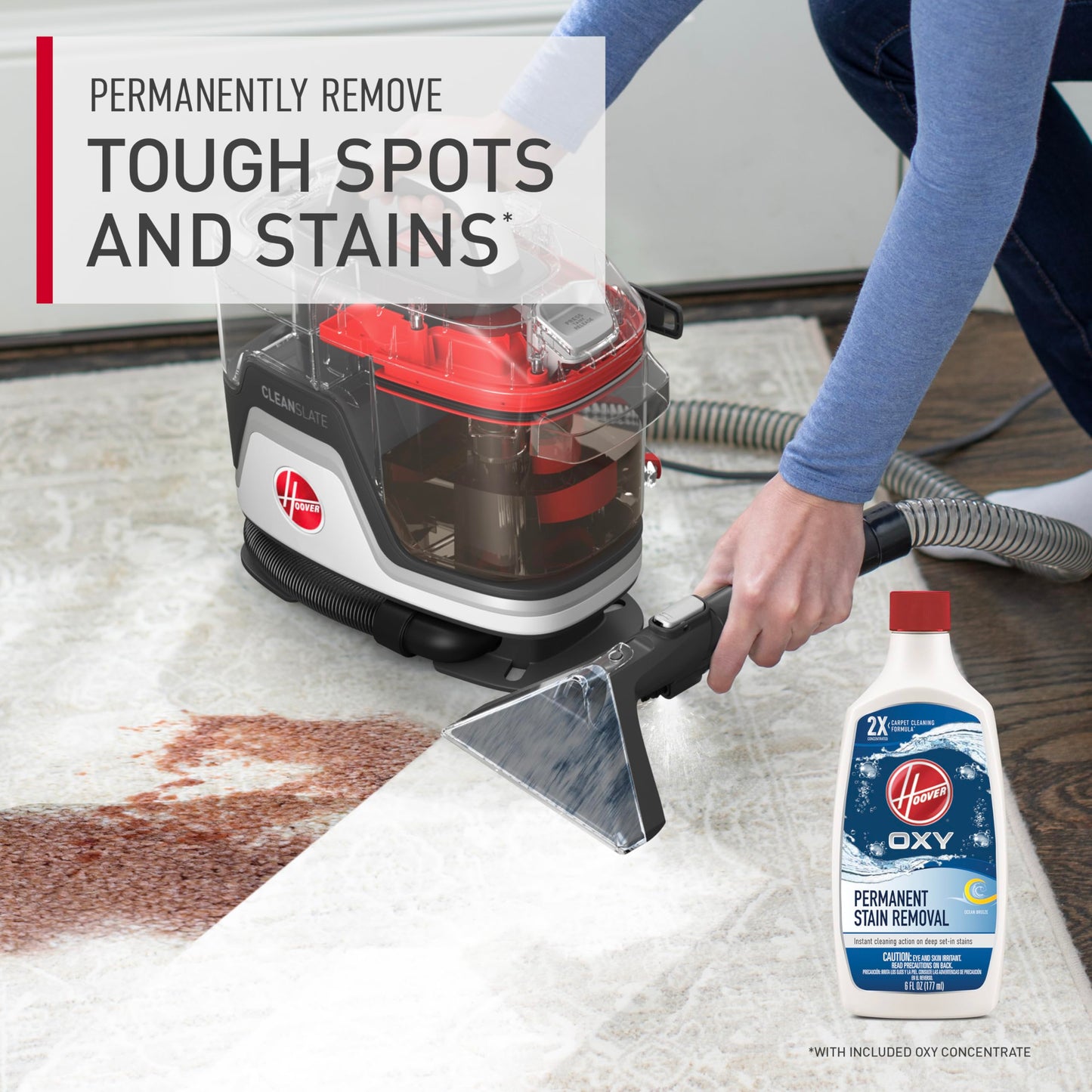 Hoover CleanSlate Plus Portable Carpet & Upholstery Spot Cleaner, Carpet Cleaner Machine, Pet Stain Remover, Car and Auto Detailer, Powerful Suction with Versatile Tools, FH14050, White
