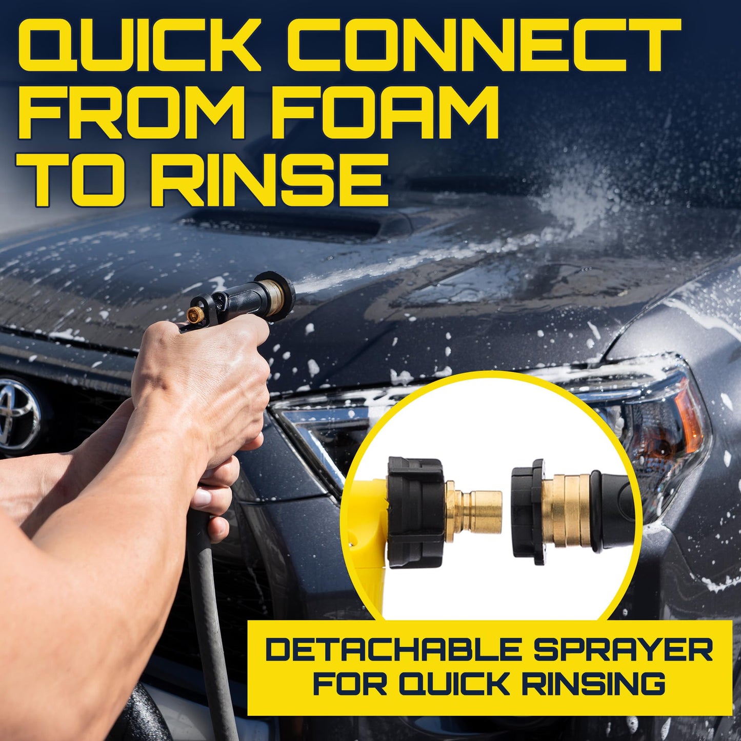 Clean Car USA Foam King™ Foam Gun Car Wash Sprayer - Connects to Garden Hose - Ultimate Scratch Free Cleaning - Snow Foam Blaster - Foam Cannon Car Washing Kit