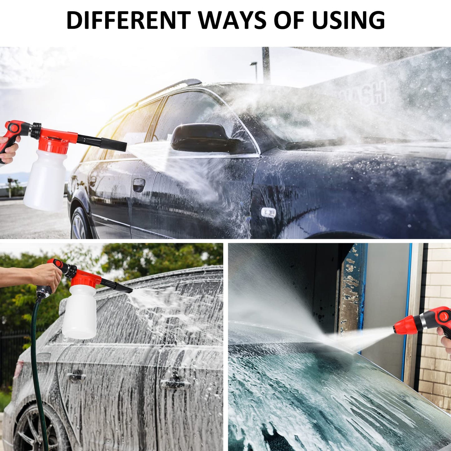 AUTODECO 35Pcs Car Wash Detailing Kit Cleaning Kits with Foam Gun Sprayer Collapsible Bucket Brush Large Wash Mitt Towels Complete Interior Exterior Car Washing Supply Set Blue