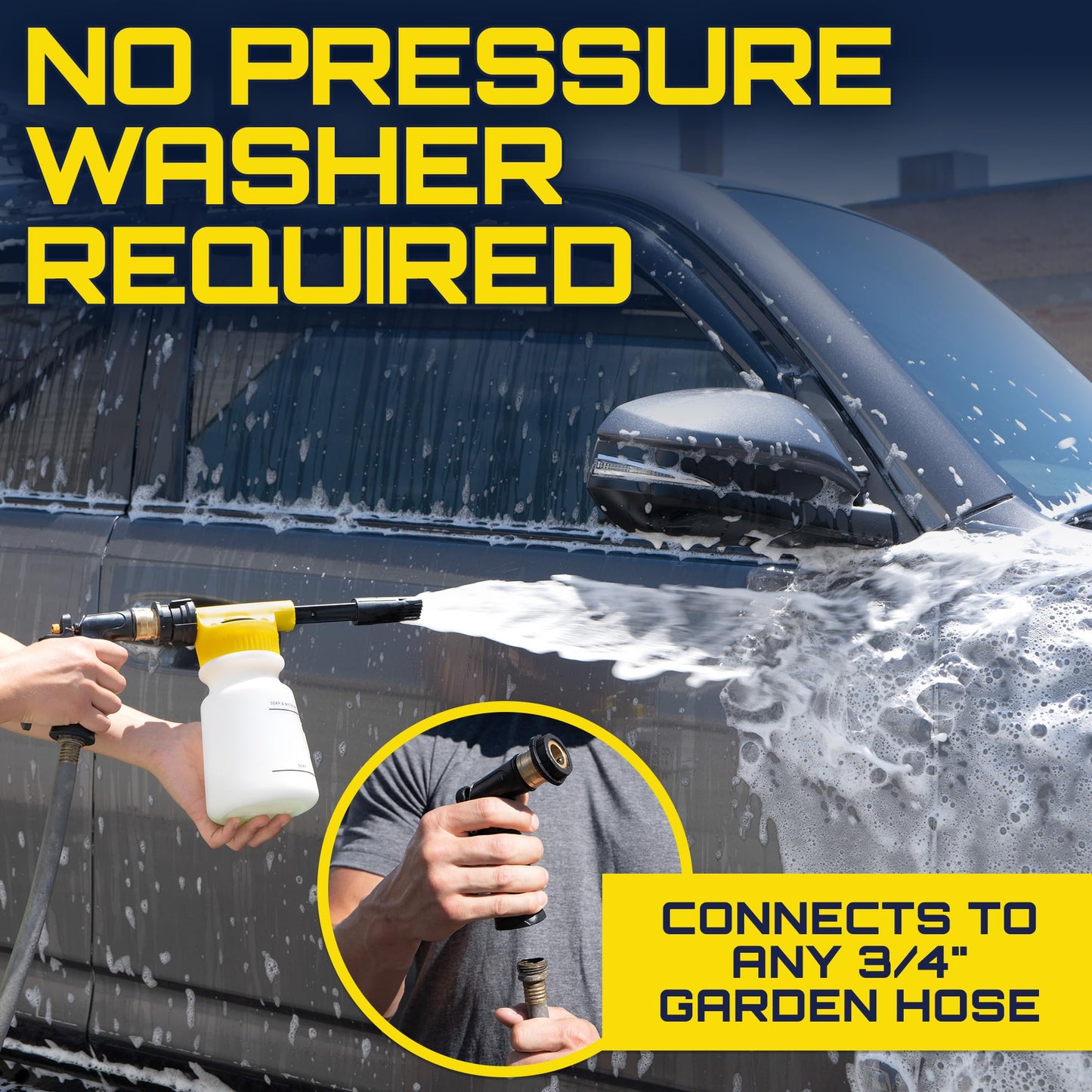 Clean Car USA Foam King™ Foam Gun Car Wash Sprayer - Connects to Garden Hose - Ultimate Scratch Free Cleaning - Snow Foam Blaster - Foam Cannon Car Washing Kit