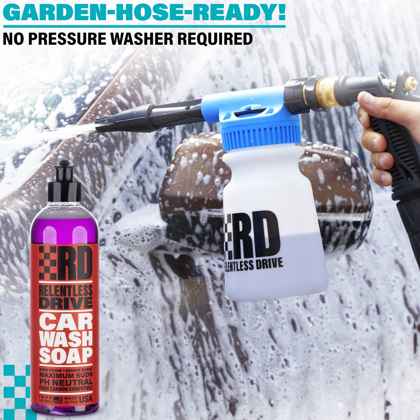 Relentless Drive Deluxe Car Wash Kit - Car Cleaning Kit with Car Wash Foam Gun & 5 Gallon Car Wash Bucket, Car Gifts for Men, Gifts for Car Guys, Complete Car Detailing Kit