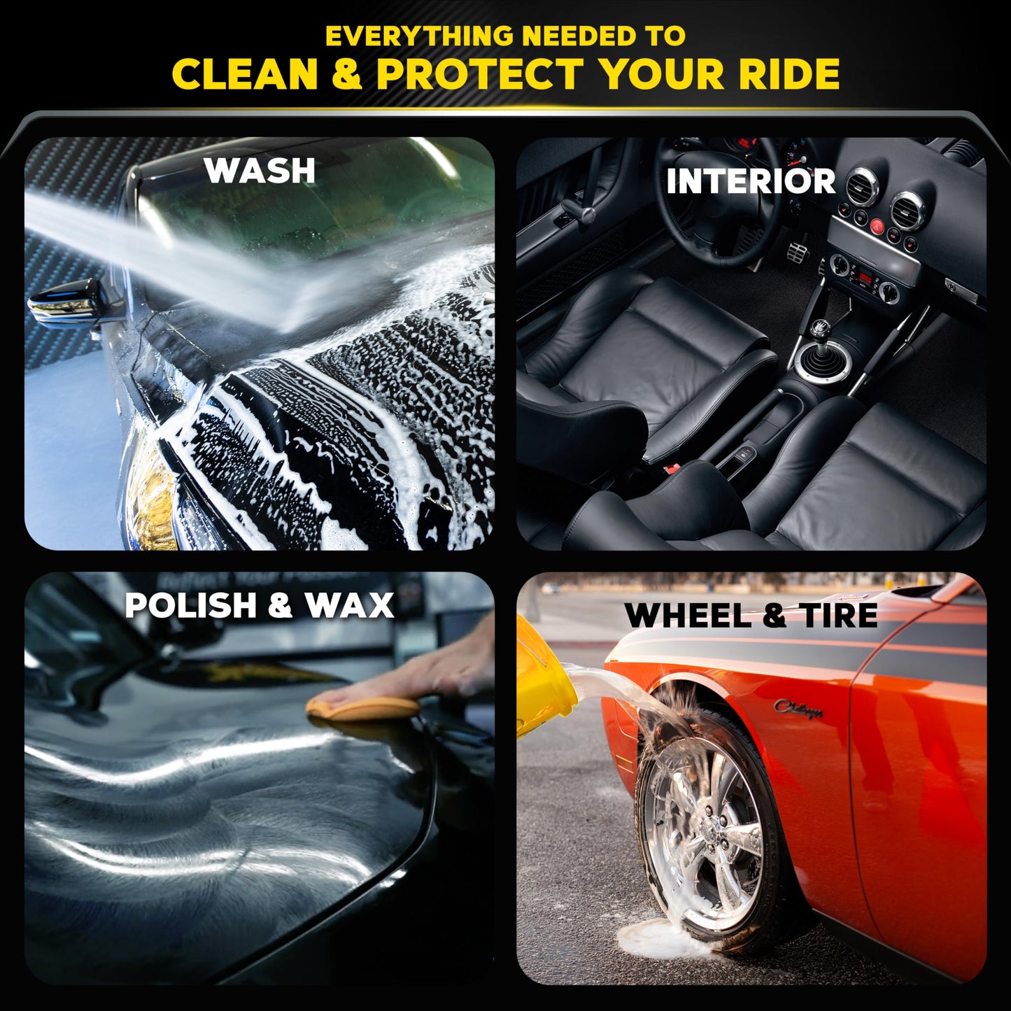 Meguiar's Classic Wash & Wax Kit, Car Cleaning Kit with Car Wash Soap and Wax, Includes Other Car Cleaning Products Like Detail Spray, Interior Cleaner, Tire Cleaner, and More