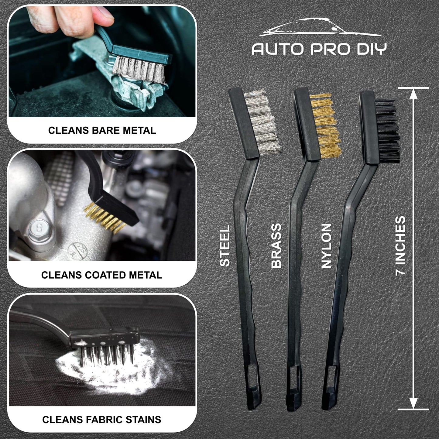 AUTO PRO DIY 11 Piece Car Detailing Kit Set - Car Wheels, Exterior, Interior Cleaning Detail Supplies - Boars Hair, Stainless Steel Wire, Duster Brushes