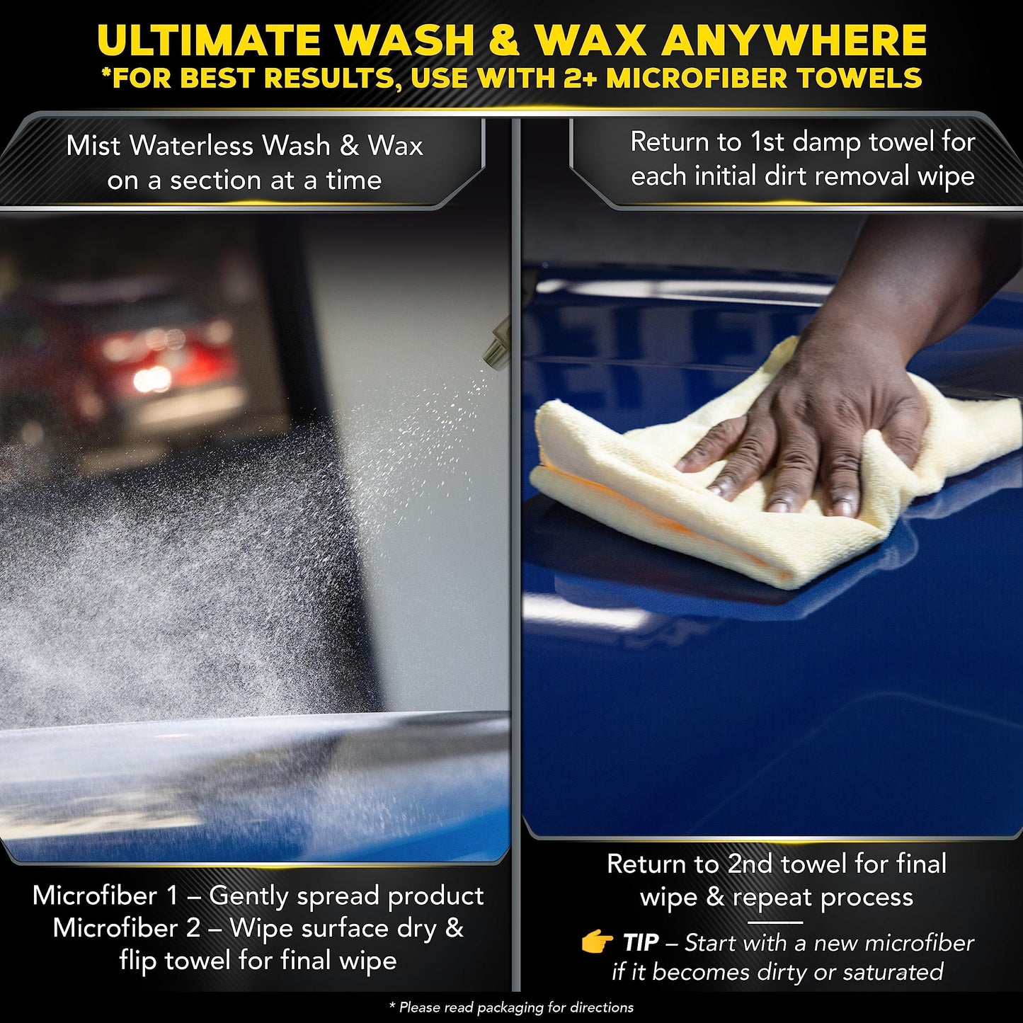 Meguiar's Ultimate Waterless Wash & Wax Kit - Quick and Easy Car Cleaning With Long-Lasting Protection for an Eco-Friendly Car Care Solution in One Waterless Car Wash Kit