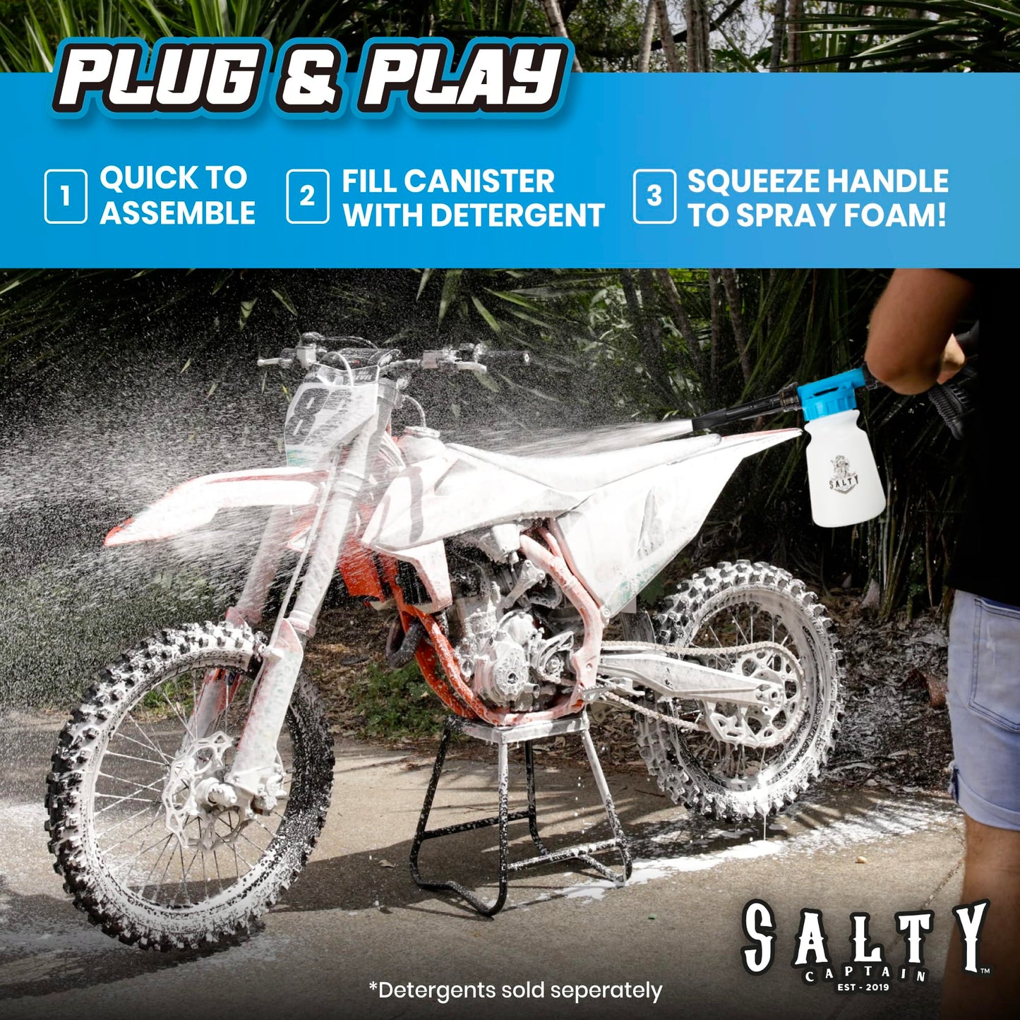 Salty Captain Hose Foam Blaster - Professional Car Wash Foam Gun with Adjustable Foaming Concentration, Scratch-Free Cleaning for Cars, Boats, Jet Skis, RVs, Foam Cannon Connects with All Garden Hoses