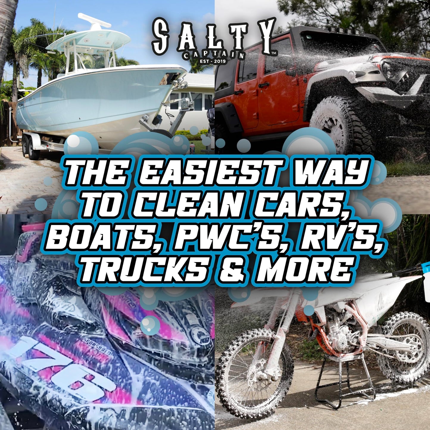 Salty Captain Hose Foam Blaster - Professional Car Wash Foam Gun with Adjustable Foaming Concentration, Scratch-Free Cleaning for Cars, Boats, Jet Skis, RVs, Foam Cannon Connects with All Garden Hoses