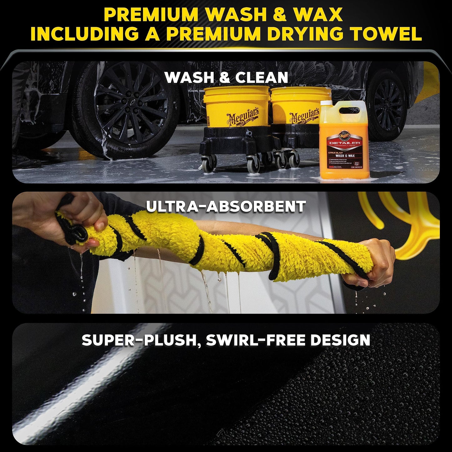 Meguiar's Citrus Blast Wash & Wax Bundle Supreme Shine Drying Towel