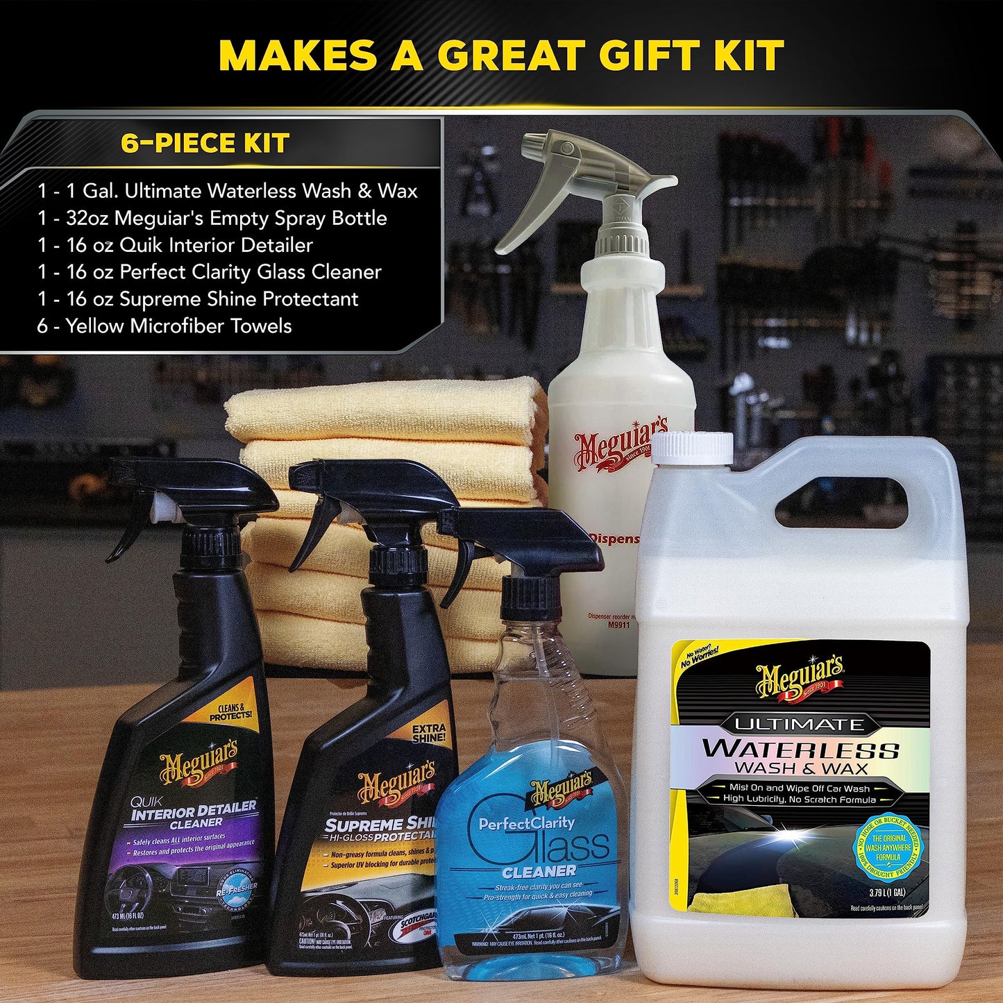 Meguiar's Ultimate Waterless Wash & Wax Kit - Quick and Easy Car Cleaning With Long-Lasting Protection for an Eco-Friendly Car Care Solution in One Waterless Car Wash Kit