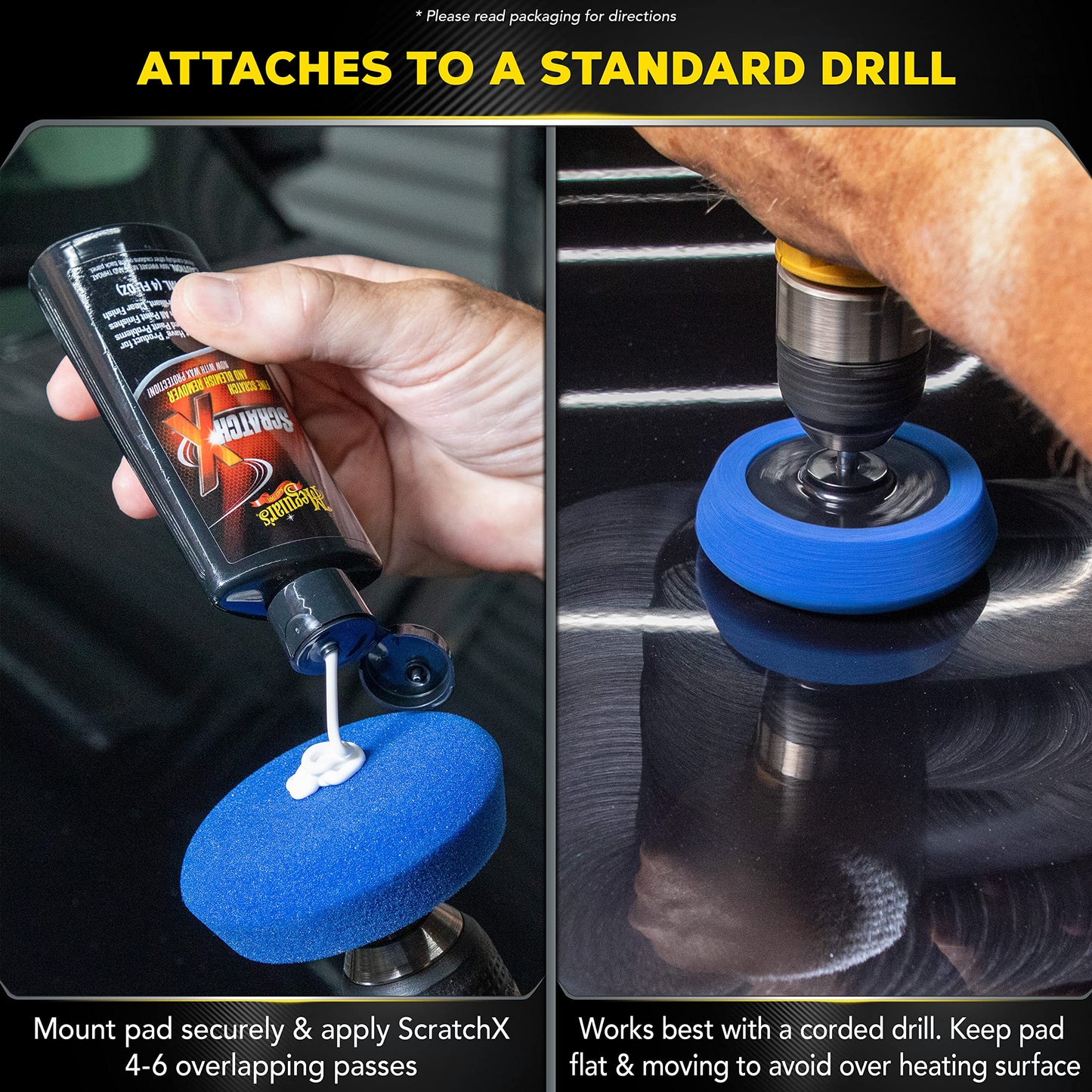 Meguiar's Quik Scratch Eraser Kit, Car Scratch Remover for Repairing Surface Blemishes, Car Care Kit with ScratchX, Drill-Mounted Pad, and Microfiber Towel, Multicolour