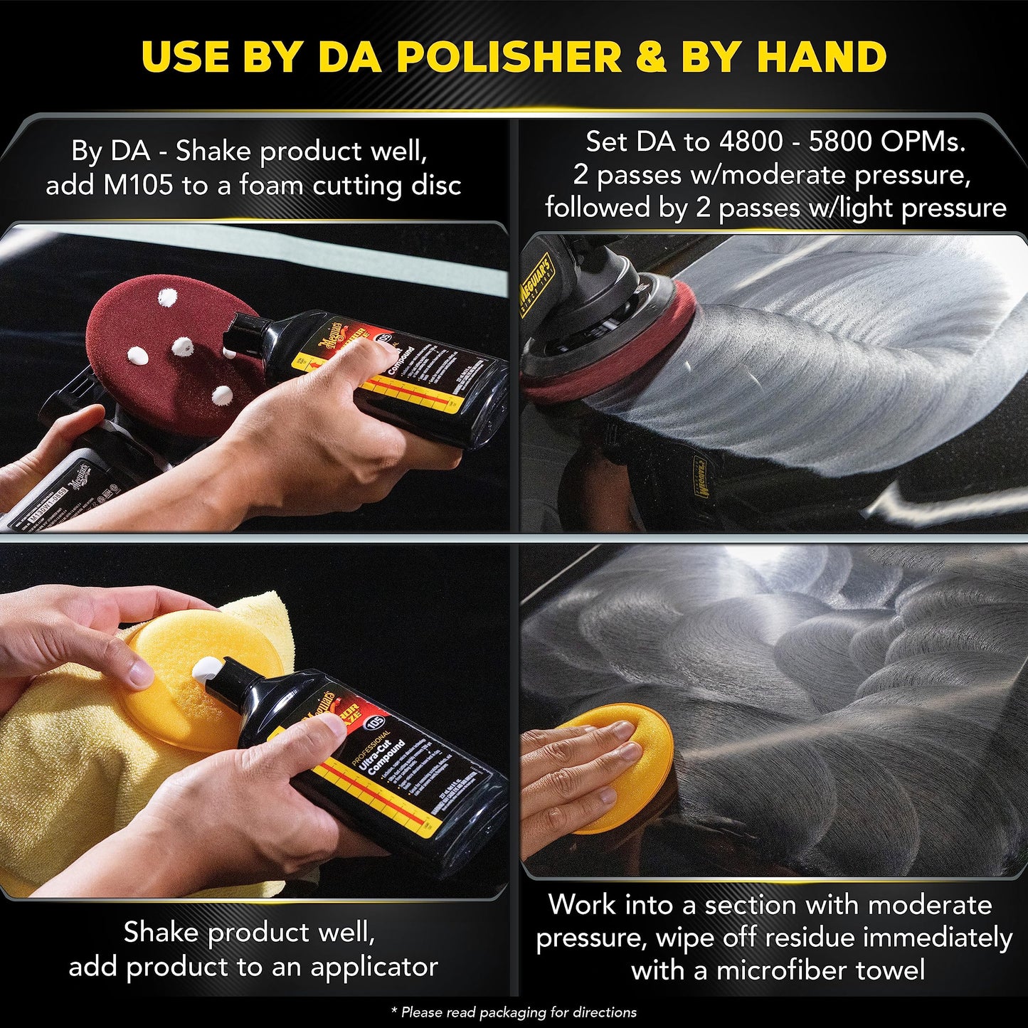 Meguiar's Mirror Glaze M10508 Ultra-Cut Compound - Professional Grade Formula with Fast Cutting Action that Removes Scratches, Heavy Swirls and More - 8 Oz