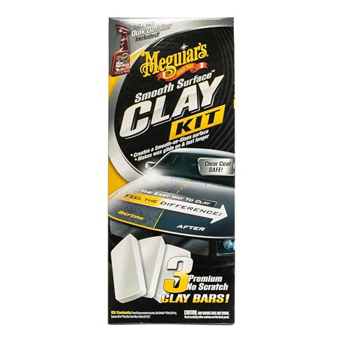 Meguiar’s G191700 Smooth Surface Clay Kit - Includes 180 Grams of Clay Bars, Quik Detailer Spray Bottle and Microfiber Towel