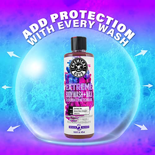 Chemical Guys CWS20716 Extreme Bodywash & Wax Foaming Car Wash Soap, (Works with Foam Cannons, Foam Guns or Bucket Washes) Safe for Cars, Trucks, Motorcycles, RVs & More, 16 oz, Grape Scent