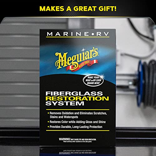 Meguiar's M4965 Marine/RV Fiberglass Restoration System - RV and Boat Gel Coat Restoration for Professional Results - Enhance Your Boat's Appearance and Increase Your Boat's Value