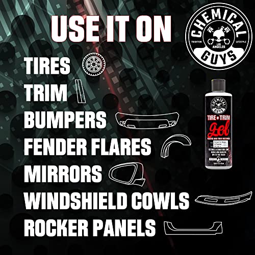 Chemical Guys TVD_108_16 Tire and Trim Gel for Plastic and Rubber, Restore and Renew Faded Tires, Trim, Bumpers and Rubber, Safe for Cars, Trucks, SUVs, Motorcycles, RVs & More 16 fl oz