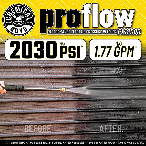 Chemical Guys EQP408 ProFlow Performance Electric Pressure Washer PM2000, 14.5-Amp, 2030 Max PSI, Max 1.77 GPM, Includes 5 Full Range QC Tips, Cleans Cars, Patios, Driveways, Homes and More