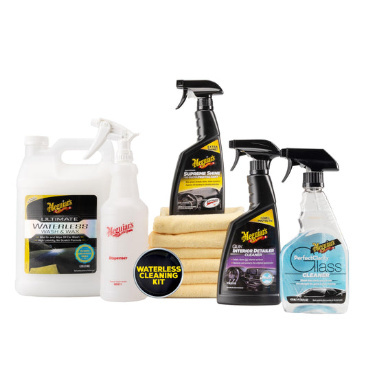 Meguiar's Ultimate Waterless Wash & Wax Kit - Quick and Easy Car Cleaning With Long-Lasting Protection for an Eco-Friendly Car Care Solution in One Waterless Car Wash Kit