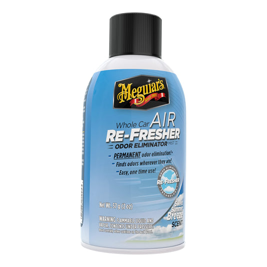 Meguiar's Whole Car Air Refresher, Odor Eliminator Spray Eliminates Strong Vehicle Odors, Summer Breeze – 2 Oz Spray Bottle, Black