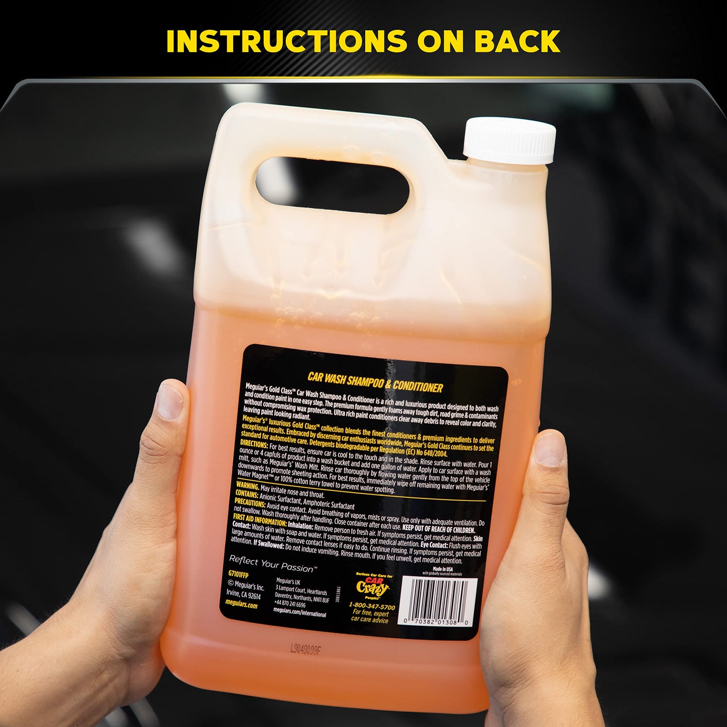 Meguiar's Gold Class Car Wash, Ultra-Rich Car Wash Foam Soap and Conditioner for Car Cleaning, Car Paint Cleaner to Wash and Condition in One Easy Step, 1 Gallon